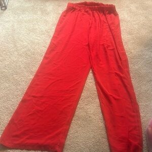 Vibrant Red Wide-Leg Pants